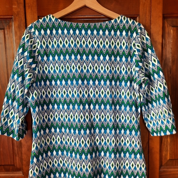 Hatley 100% Cotton Geometric Pattern Elbow Length Sleeve Midi Dress Size M - Picture 11 of 12
